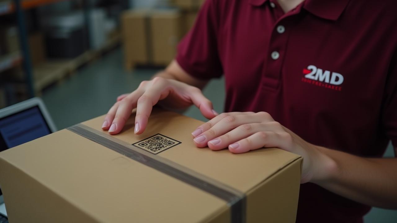 Professional warehouse staff member scanning and packing an e-commerce order at a high-efficiency workstation