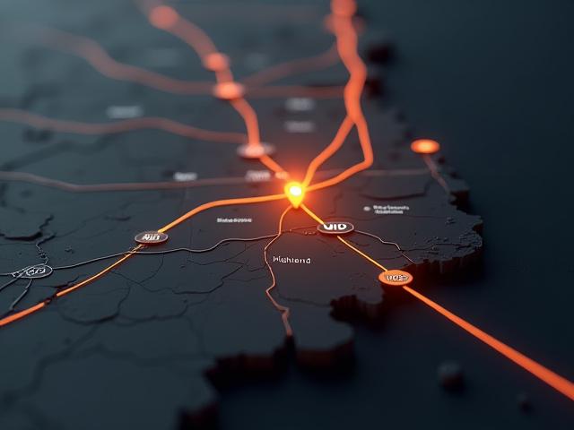 Map showing 2 MD Freight location in Highland Indiana relative to Chicago and Northwest Indiana industrial zones