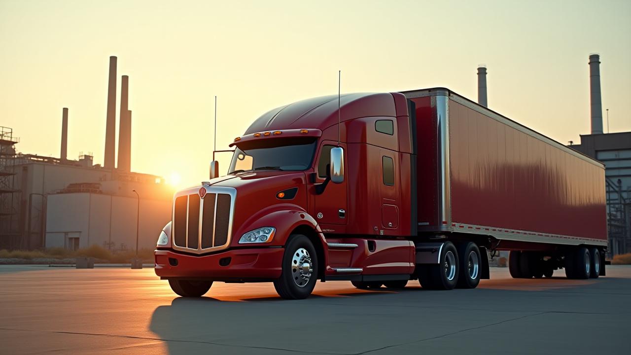 Heavy duty truck docked at a clean, modern manufacturing facility in Northwest Indiana